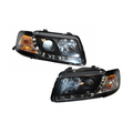 Audi A3 96-02, Model II, Black Set Of Headlamps with Day Lights