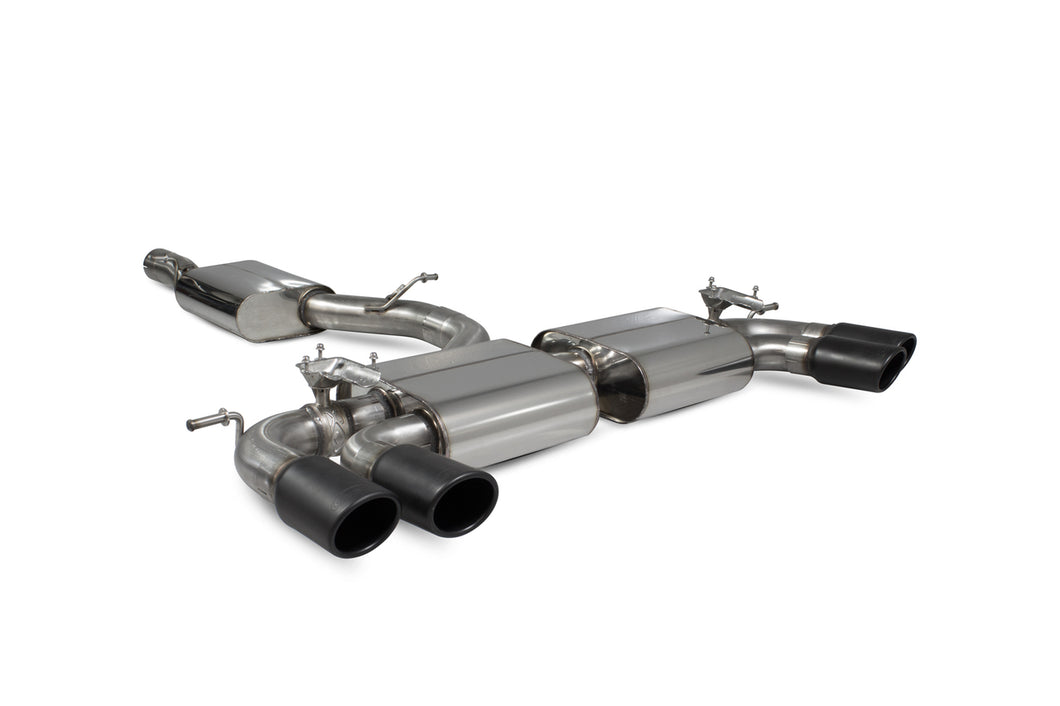 Scorpion Resonated cat-back system with electronic valves Valved Black Ceramic Tailpipes - Golf R MK7.5 Facelift GPF & Non GPF Models 2017 - 2019 - SVW054C
