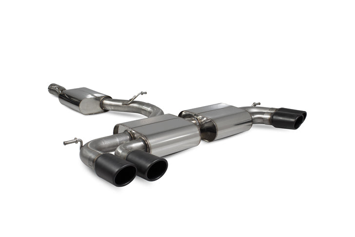 Scorpion Resonated cat-back system Non-valved Black Ceramic Tailpipes - Golf R MK7.5 Facelift GPF & Non GPF Models 2017 - 2019 - SVW055C