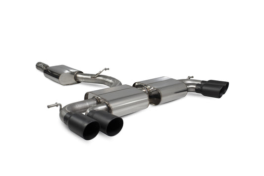 Scorpion Resonated cat-back system Non-valved Black Ceramic Tailpipes - Golf R MK7.5 Facelift GPF & Non GPF Models 2017 - 2019 - SVW055DC
