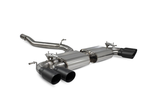 Scorpion Non-res cat-back system with electronic valves Valved Black Ceramic Tailpipes - Golf R MK7.5 Facelift GPF & Non GPF Models 2017 - 2019 - SVWS054DC
